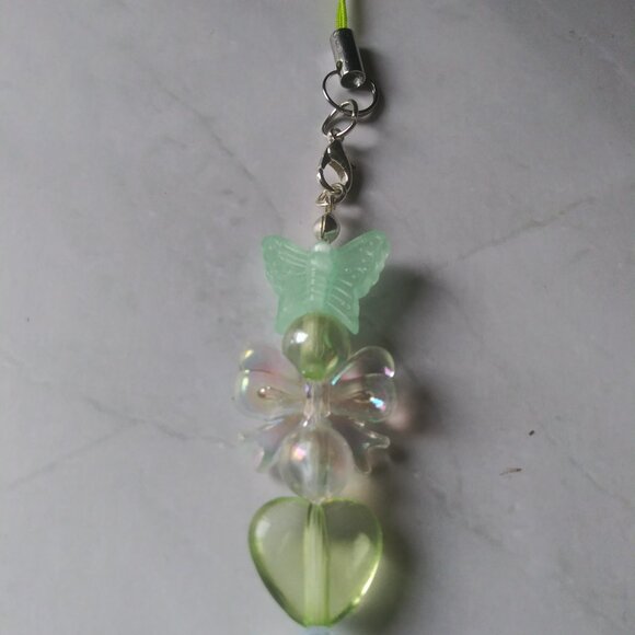 Fairycore Butterfly Star Charm Strap | Mint Green Beaded Phone & Bag Accessory - Picture 3 of 7